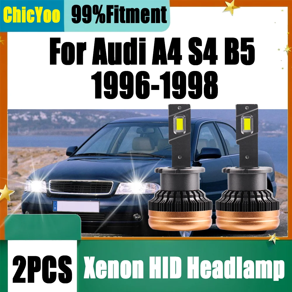 

2 шт., мощные лампы для фар D2S HID, 120 Вт, автоматические HID ксеноновые фары 6000K, супер яркий белый цвет для Audi A4 S4 B5 1996 1997 1998