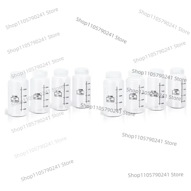 8Pcs Plastic Bottles With Airtight Caps 8Oz/250Ml,Wide Mouth Liquid Containers, Reusable PP Graduated Plastic Bottles