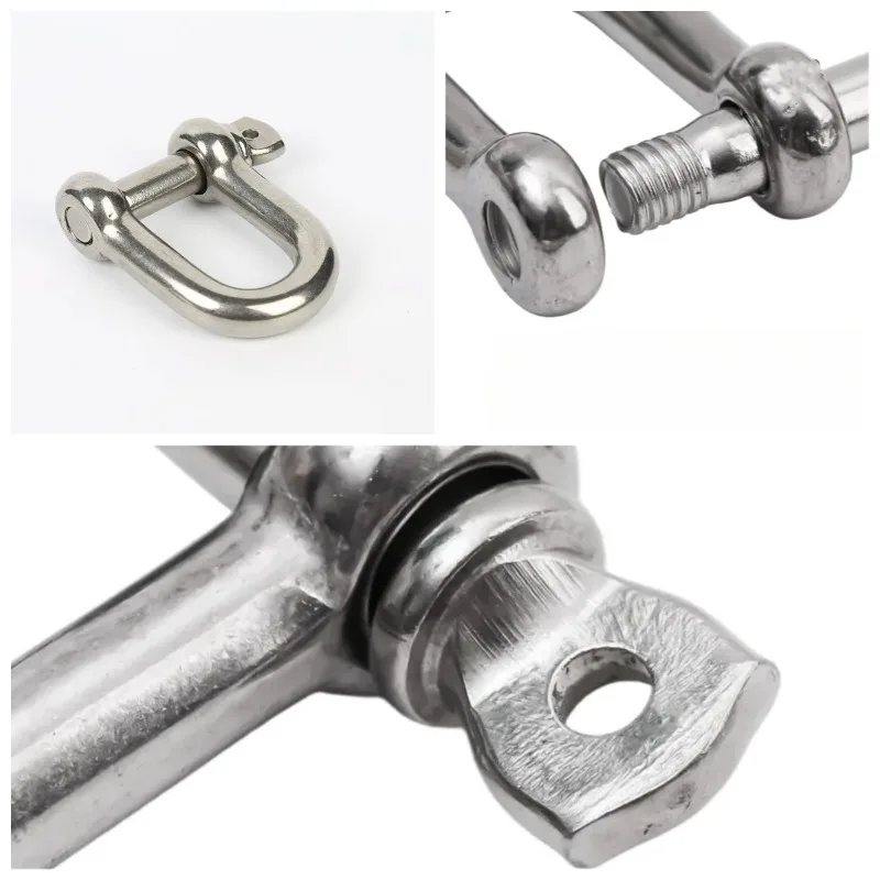M4/5/6/8/10/12/14 D-type Shackle Bow 304 Stainless Steel High-Strength Lifting Ring Buckle Connection Metal Fastener