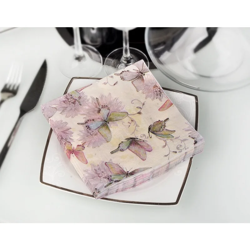 20Pcs/Bag Napkins Paper Butterfly Decoupage Napkin Paper Tissue for Xmas Wedding Decor Party Table Supplies