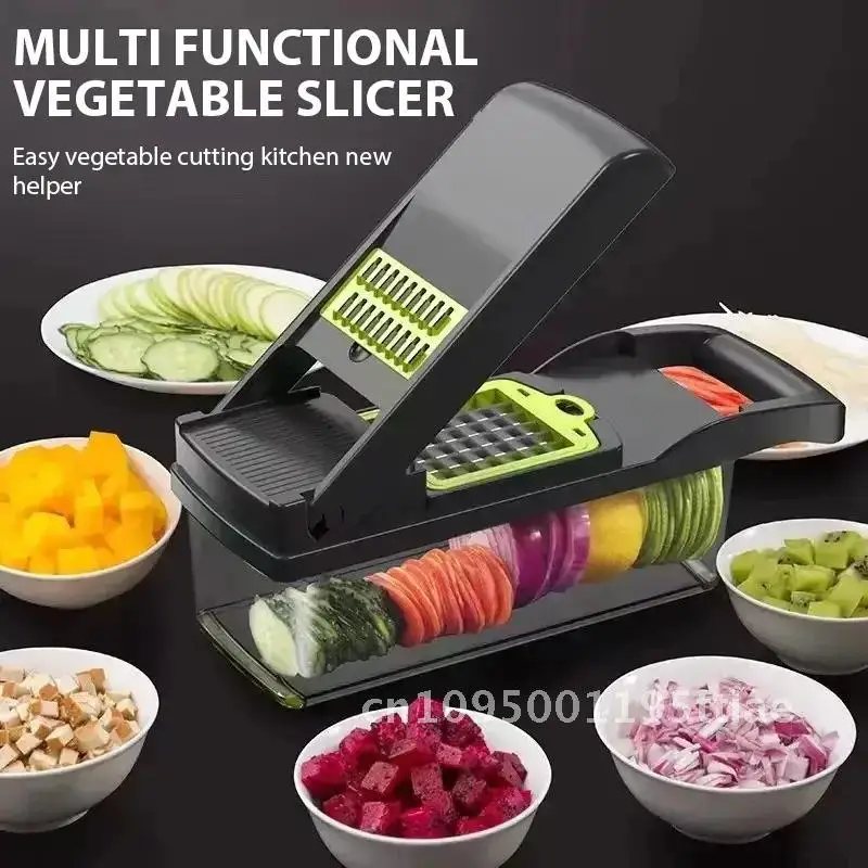 

Multifunctional 16-in-1 Vegetable Chopper with Handle Food Cutter for Onion Tomato Carrot Kitchen Slicer Dicer Tools