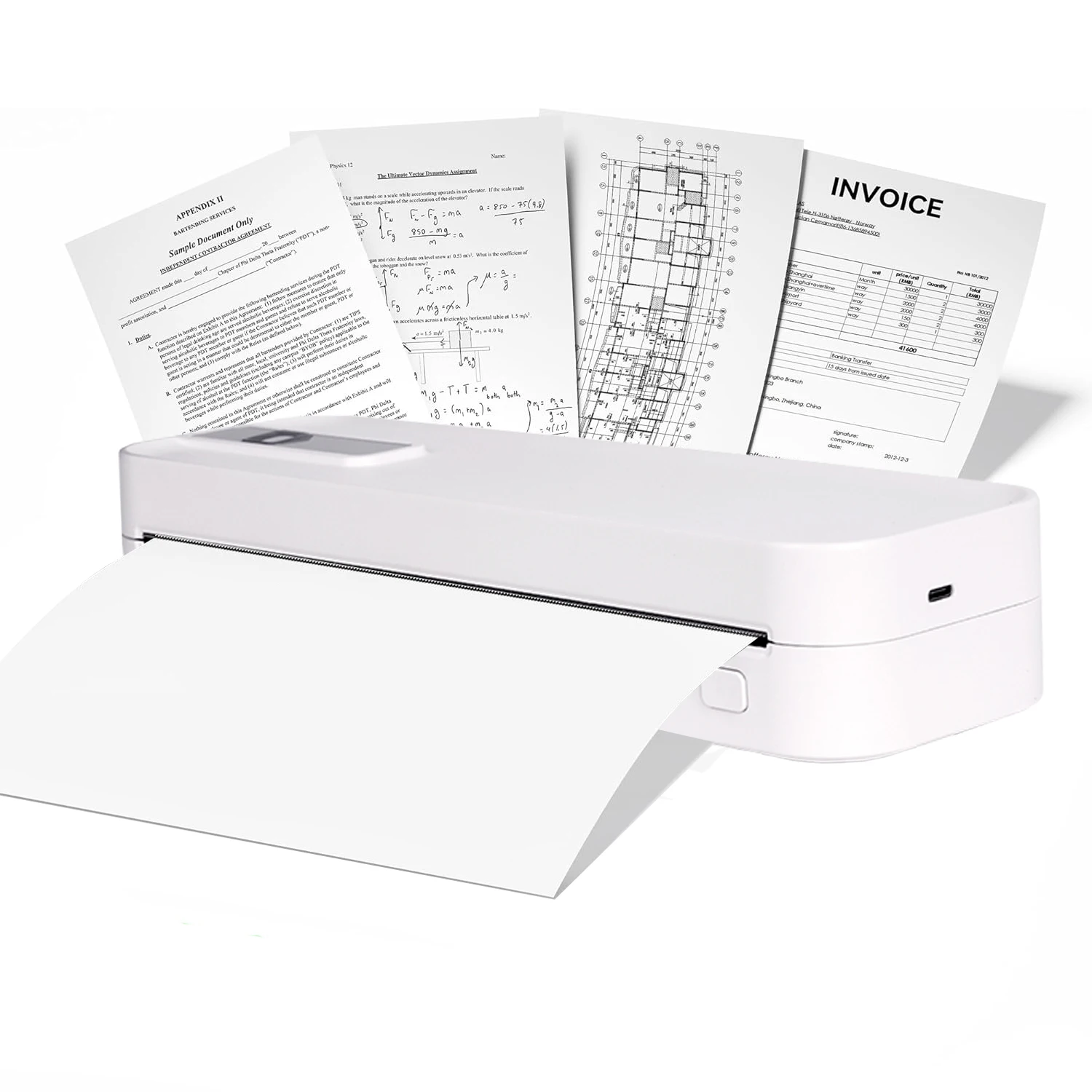 

Portable Printers Wireless for Travel, Wireless Thermal Printer Inkless Printer Support A4 B5 Thermal Paper Tattoo Paper