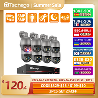 Techage HD 5MP 8MP POE Smart Security PTZ Camera System Outdoor Ultra H.265 8CH CCTV System Full Color Night Surveillance Kit