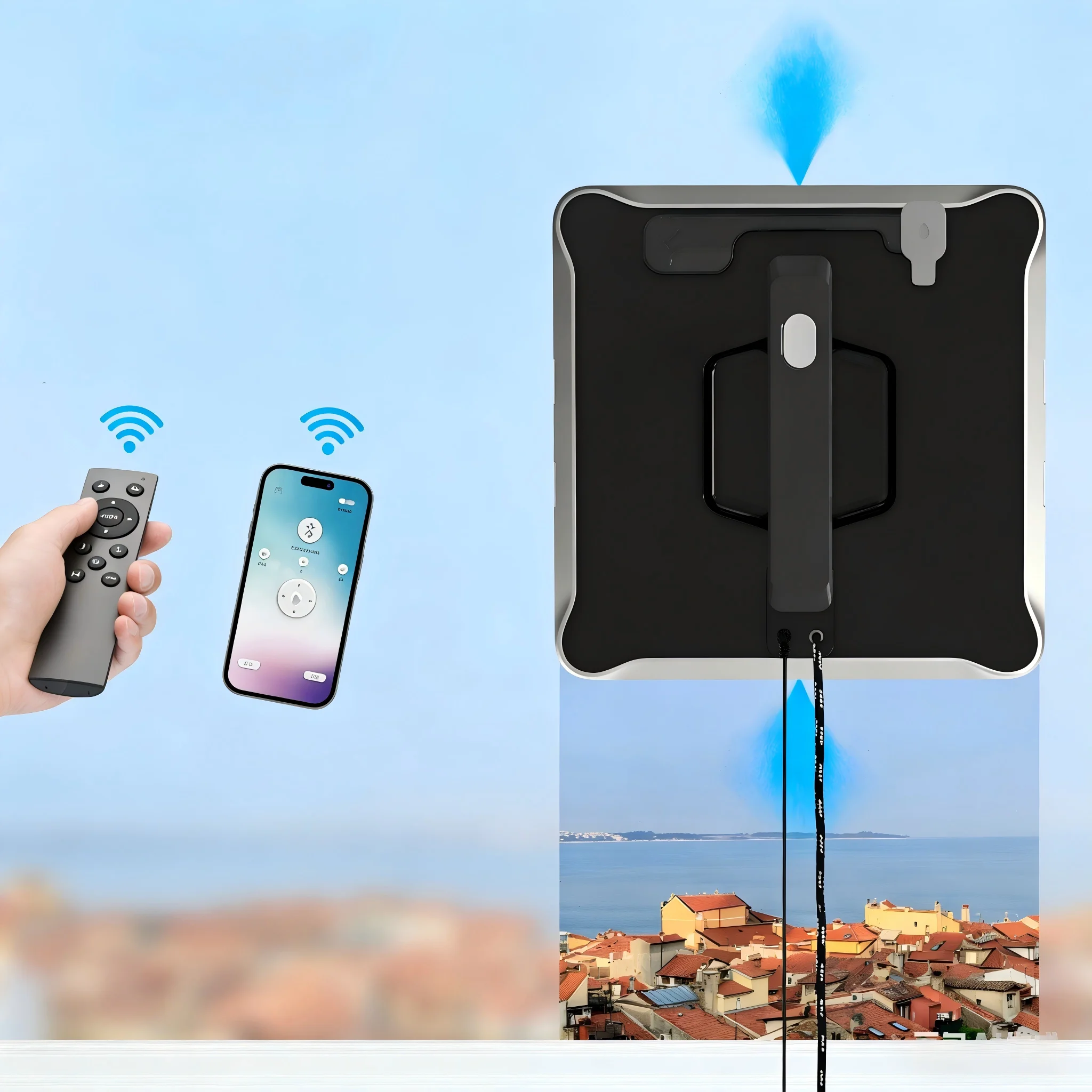 Electric Window Cleaning Robot Automatic Edge Detection Streak-Free Cleaning Brushless Motor Dual Tank Portable for Household