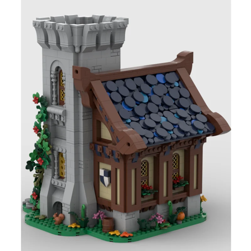 Middeleeuws kasteelmodel Moc-bouwstenen Middeleeuws huis en torenmodel Technologie Modulair blokspeelgoed DIY-montage Kerstcadeau