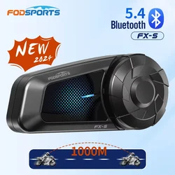 Fodsports FX-SオートバイインターホンヘルメットBluetoothヘッドセットワイヤレスインターホン、1000M、BT5.4、日本語版。