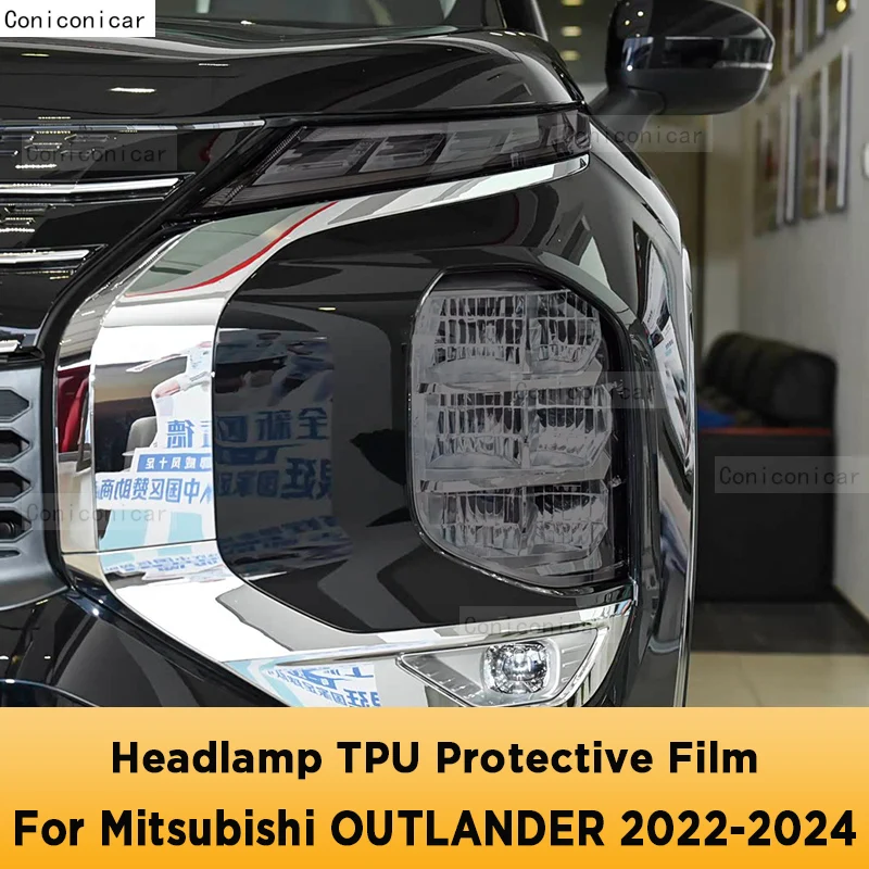 

Для Mitsubishi OUTLANDER 2022-2024 автомобильная фара, черная пленка, защитная крышка, прозрачная наклейка из ТПУ, аксессуары