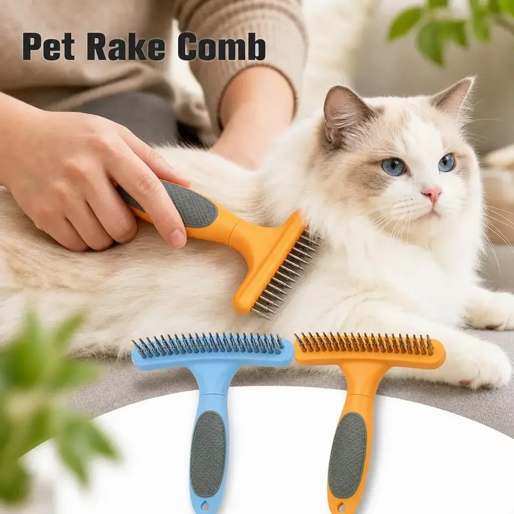 Pet Rake Comb Dog Cat Grooming Detangling Brush for Removing Loose Hair Pet Grooming Supplies