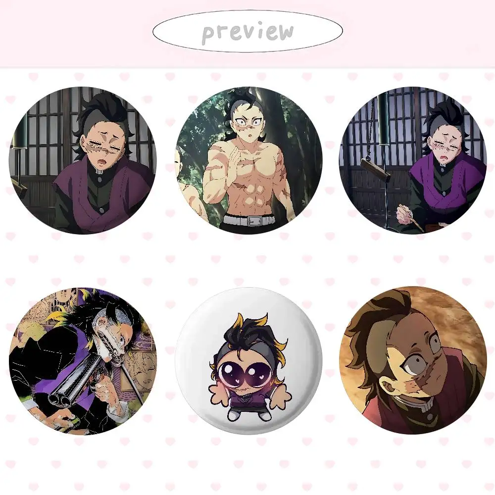 Anime G-Genya Shinazugawa Hot Brooches On Backpack Decoration Round Enamel Pins For Jewelry Gifts Bag Accessorys
