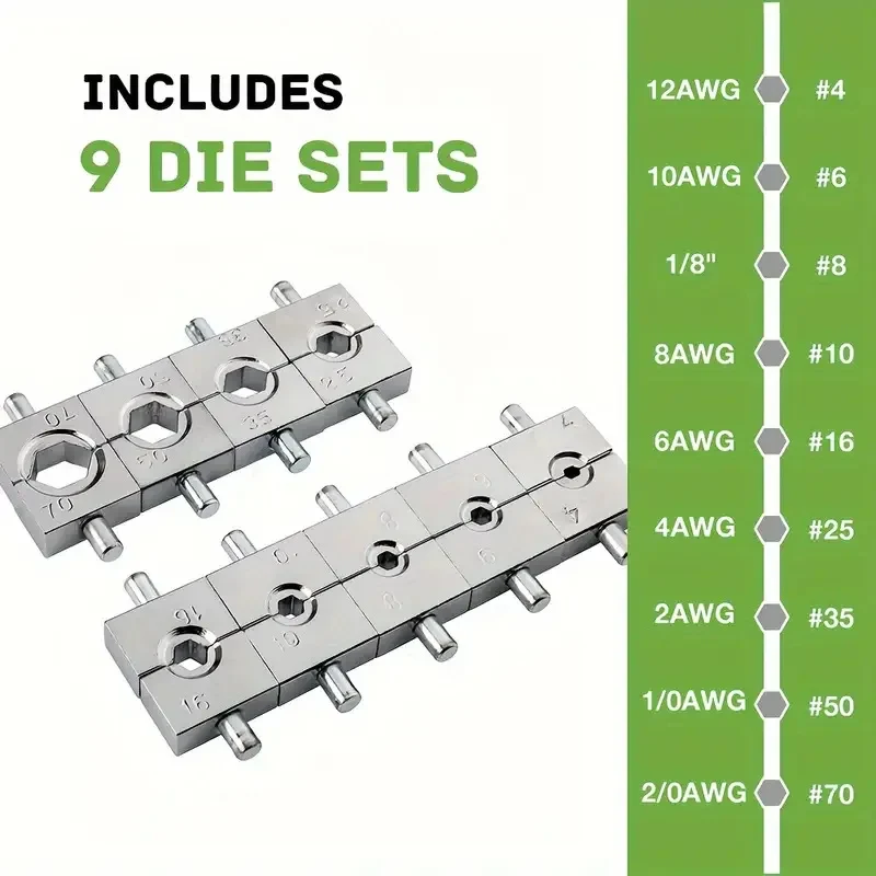 1 Pairs Manual Hydraulic Electric Cable Wire Terminal Crimping Tool Die Set 4, 6, 8,10, 16, 25, 35, 50, 70mm2
