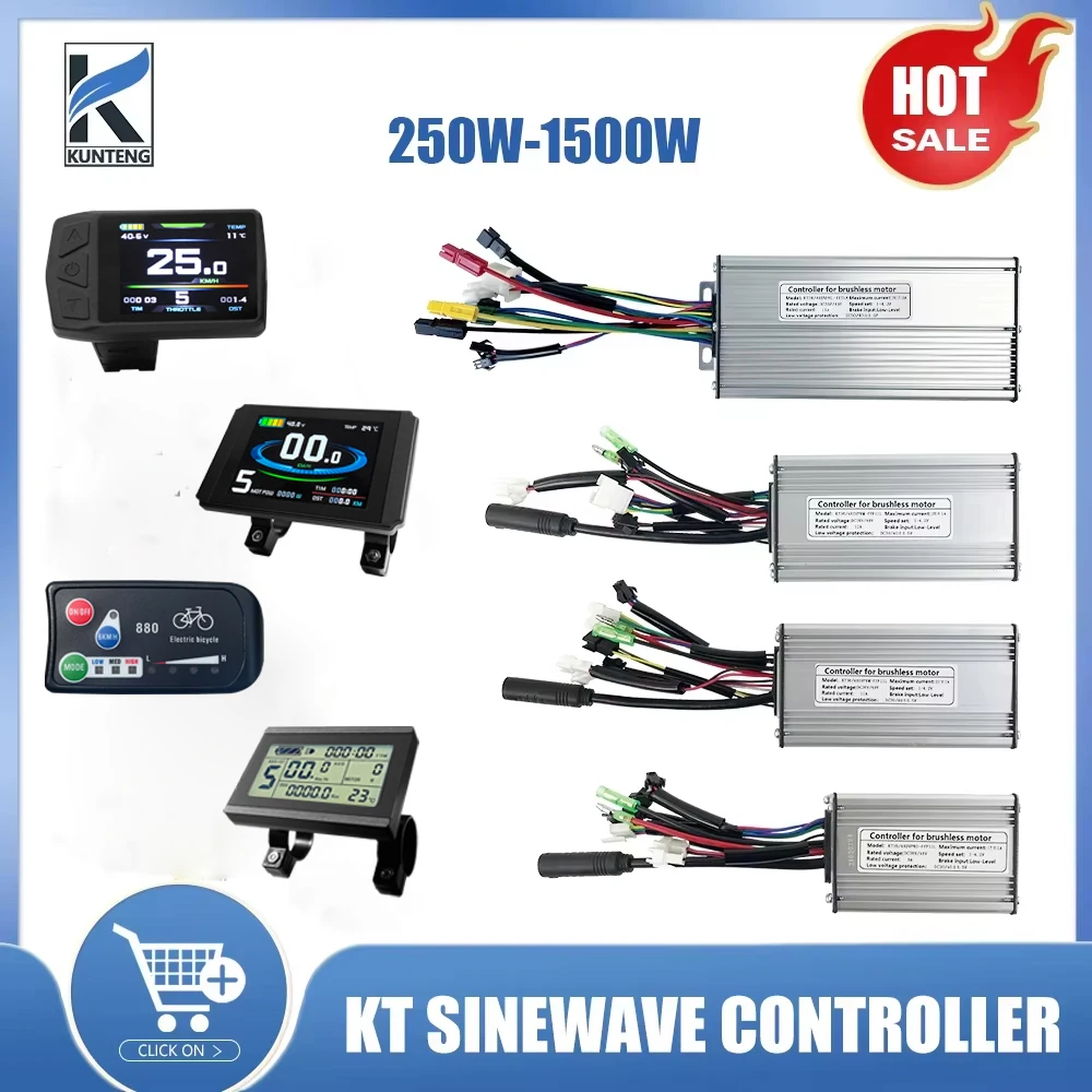 Electric Bicycle KT Ebike Sinewave Controller 36V48V 15A17A22A25A30A With LCD Display LCD3 LCD4 LCD5 LCD8H KT Ebike Accessories