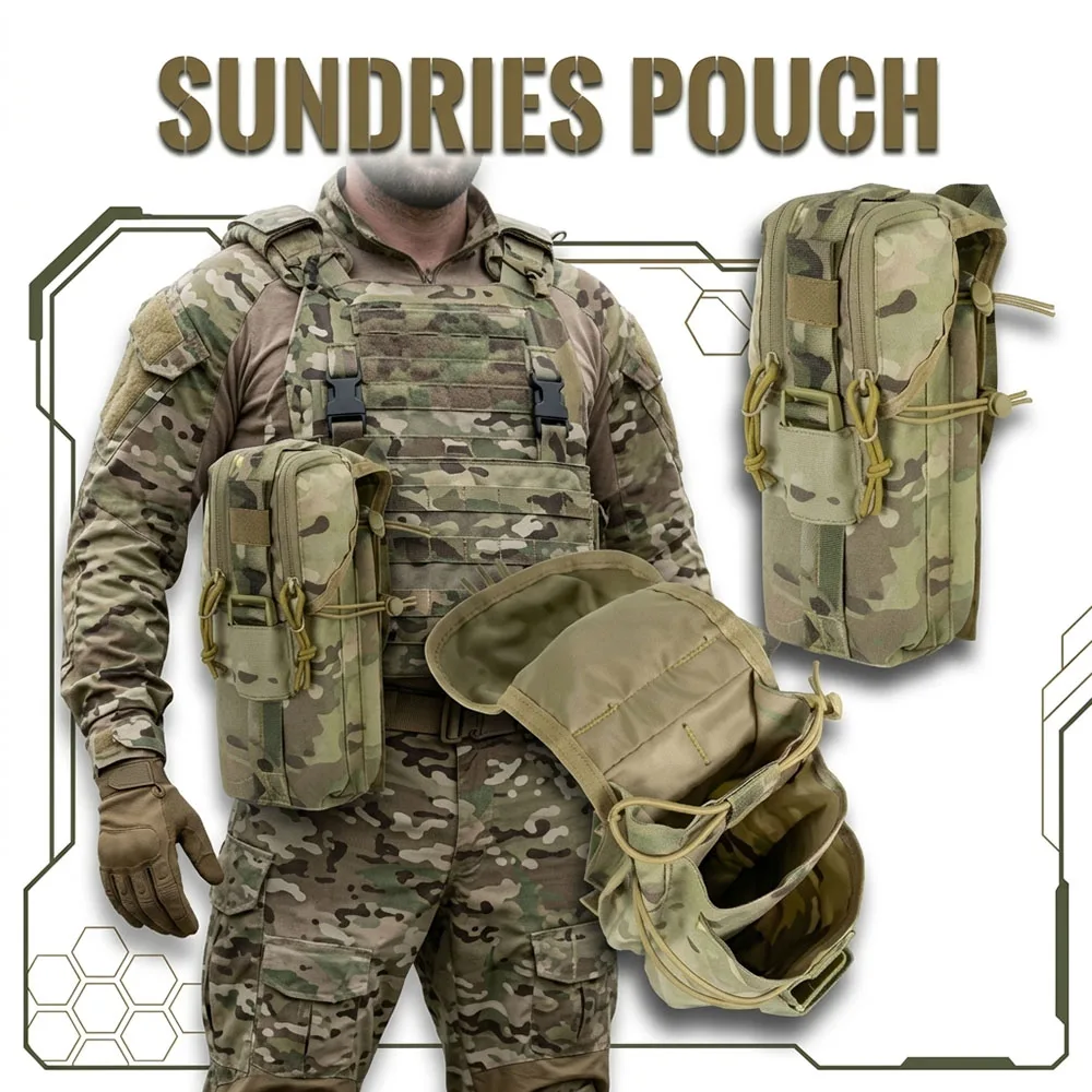 

MOLLE Tactical Vest Sundries Pouch 3-Layer EDC Storage Bag Waterproof Multi-purpose Accessory Pouch for Outdoor Acts Storage