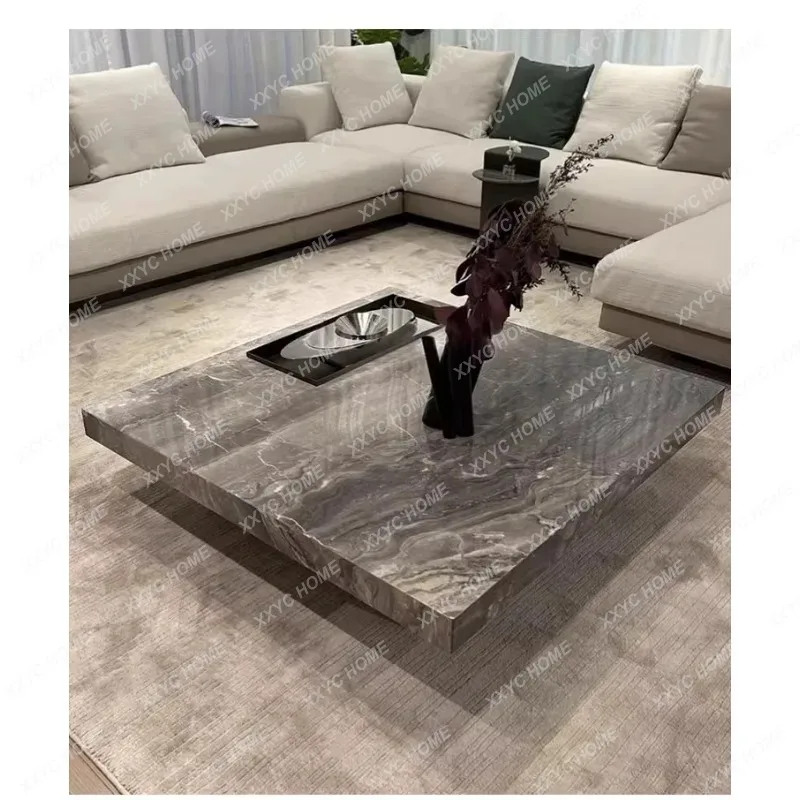 XX  Imported Venetian brown natural marble coffee table Living room suspended luxury stone coffee table