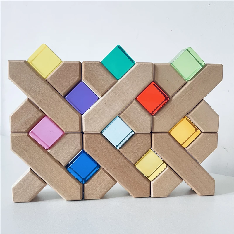 Acrylic Cubes Rainbow Gem Blocks Transparent Stacking Toys Sensory Training Crystal Toys Early Educational Toys for Children