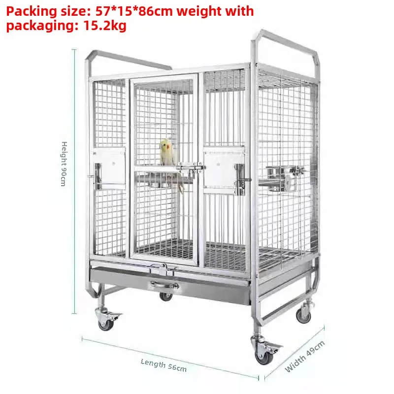 Stainless steel luxury large parrot cage Xuanfeng starling myna gray parrot breeding cage bird cage large square model