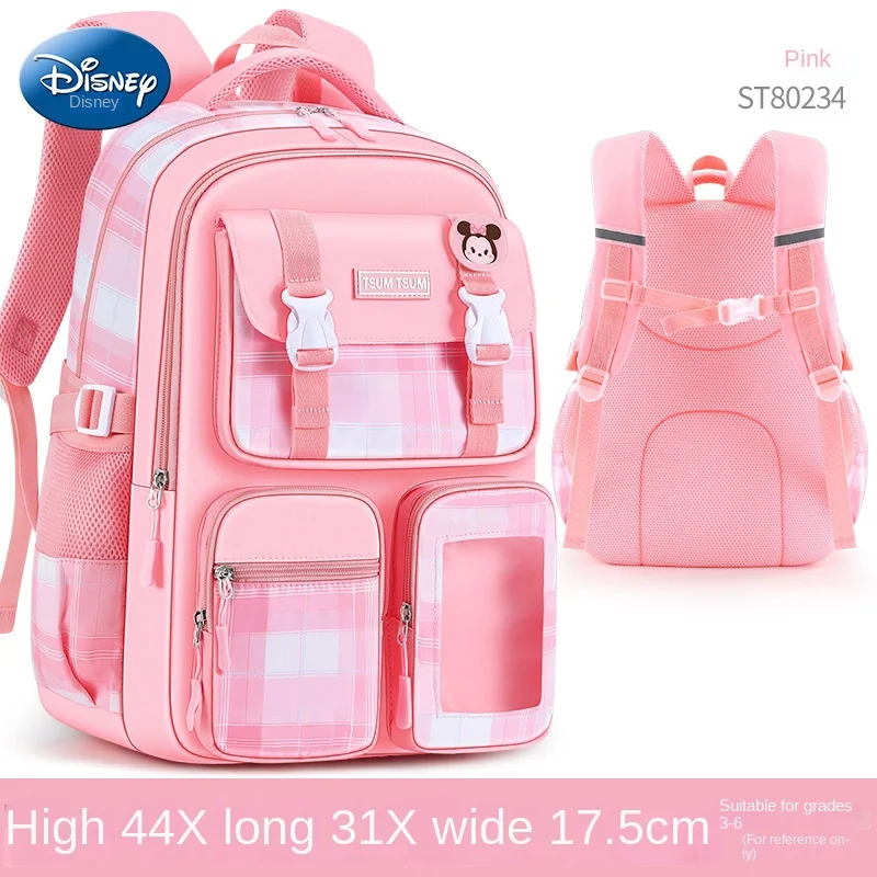 Disney New Girl School Bag Grade 2-6 Primary Student Shoulder Orthopedic Backpack Large Capacity Light Kids Gifts Mochilas