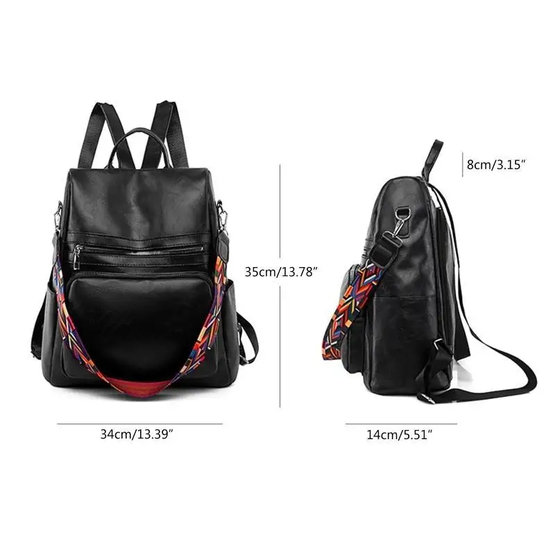 D46D 배낭 지갑 여성 패션 PU 가죽 여행 대형 숙녀 어깨 가방 안티 도난 가루 rucksack