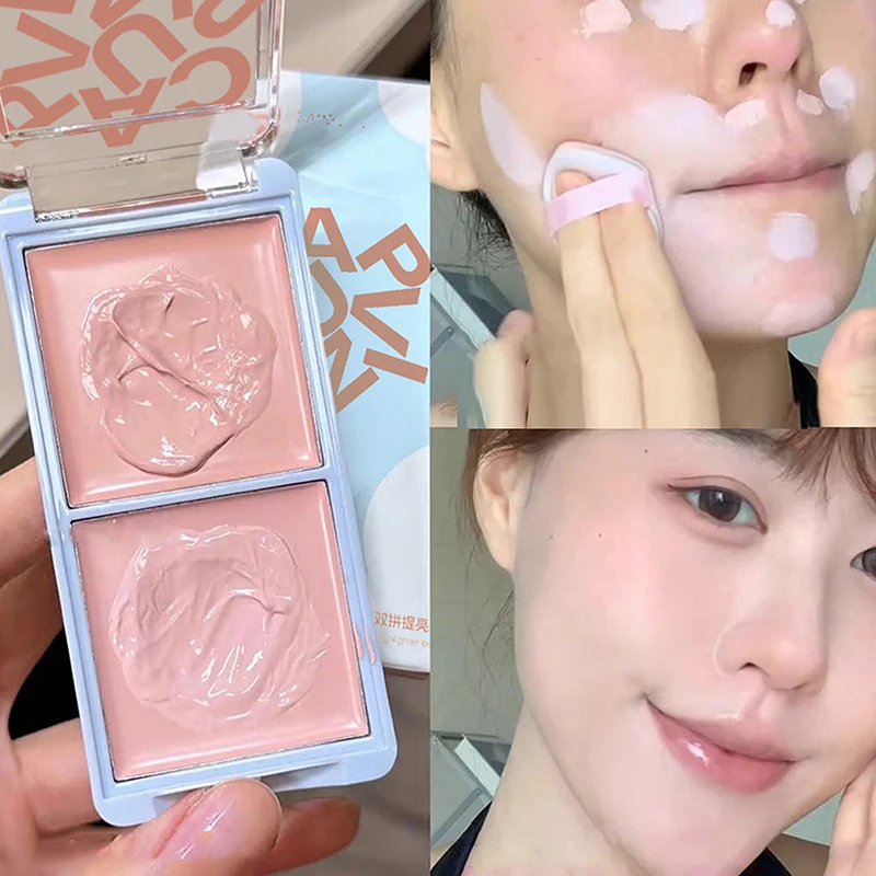 Cappuvini Two-tone Face Brightening Cream Highlight Expansion Facial Highlighter Palette Natural Blush Moisturizing Matte Rouge