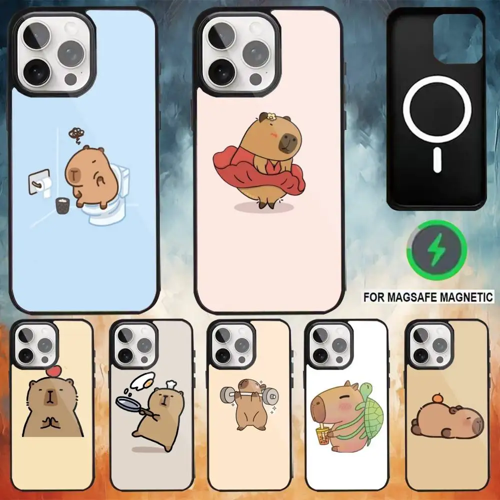 

cute Capibara Phone Case For iPhone17,16,15,14,13,12,11 Plus,Pro Max Magnetic For Magsafe Wireless Charging