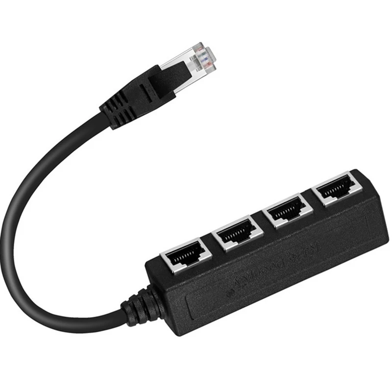 RJ45 Ethernet Splitter Network Cable Adapter 1 to 4 RJ45 LAN Ethernet Connector Adapter for Network Extension-A68X