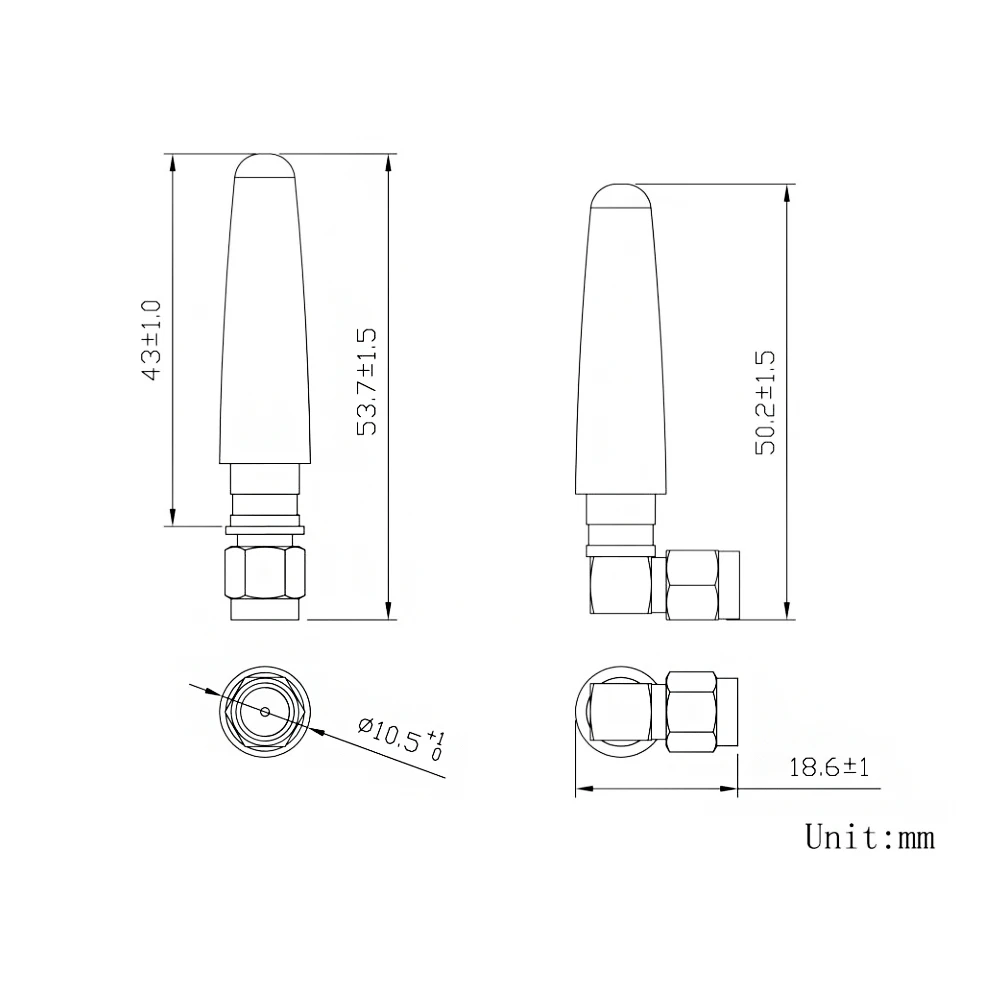 Antena 433Mhz SMA enchufe macho 2dBi 433m hormigas