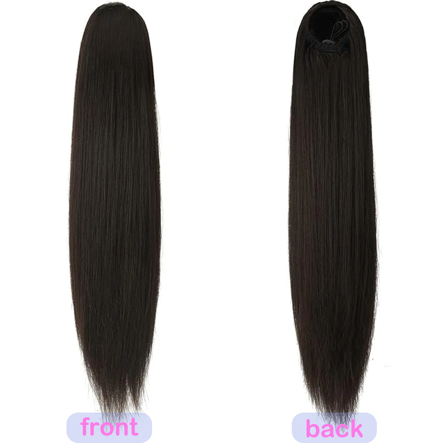 Coda di cavallo con coulisse per donna Coda di cavallo dritta Estensione dei capelli Coda di cavallo Clip in capelli umani Coda di cavallo Parrucchino Colore naturale