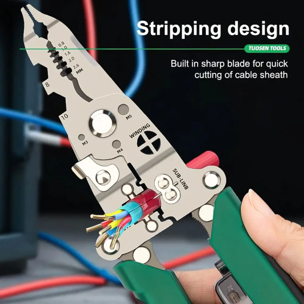 

Многофункциональный инструмент для зачистки проводов, складная измерительная электрическая тестовая ручка, складные противоскользящие электрические плоскогубцы, обжимное применение