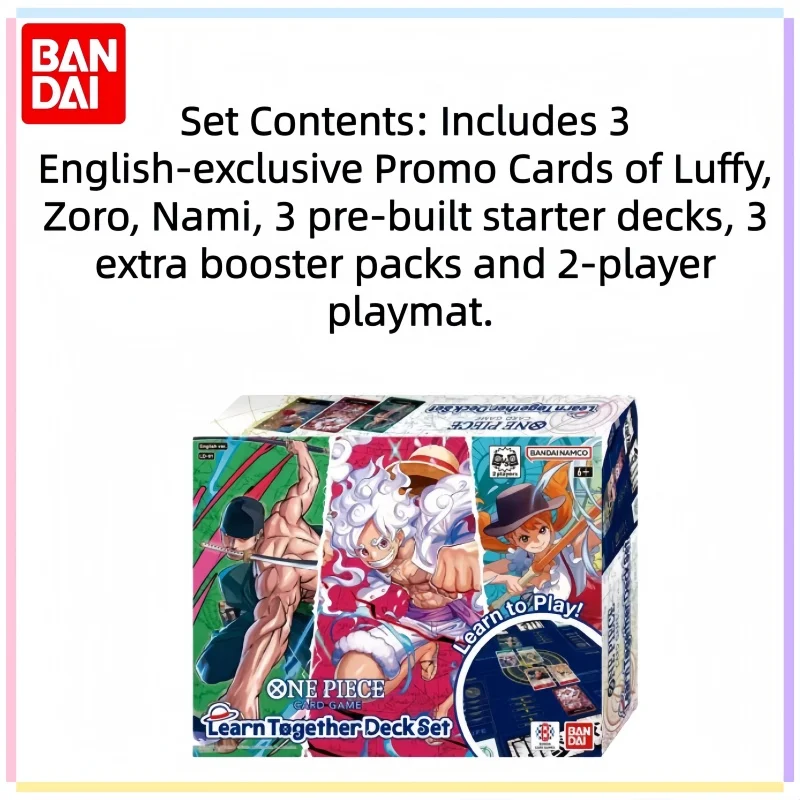 BANDAI One Piece Card Game LD‑01 Learn Together Deck Set English Version Luffy Zoro Nami TCG Collection Box Table Game Toy Gift