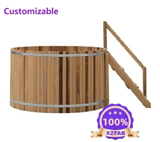 Factory Direct 2026 Long - lasting For Solid Wood Large Outdoor Hot SPA Tub Round Bathtub Wood Fired Hot Tub