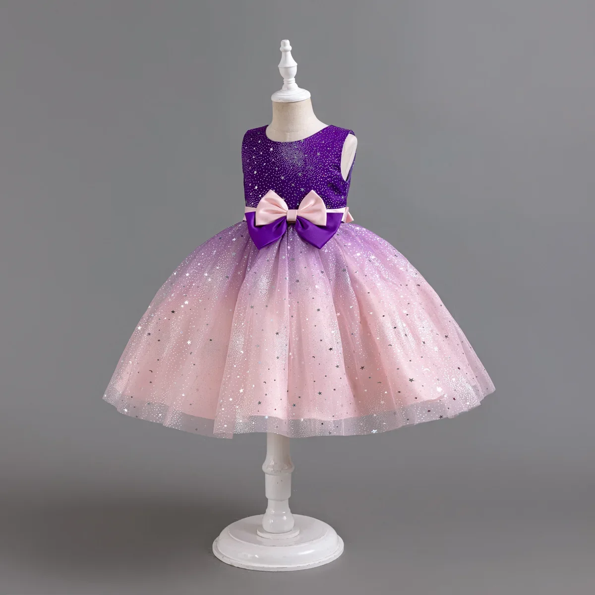 Galaxy Prints Girls Weddings Dresses Gradient Dots Kids Evening Party Princess Costume Fashion Children's Gown
