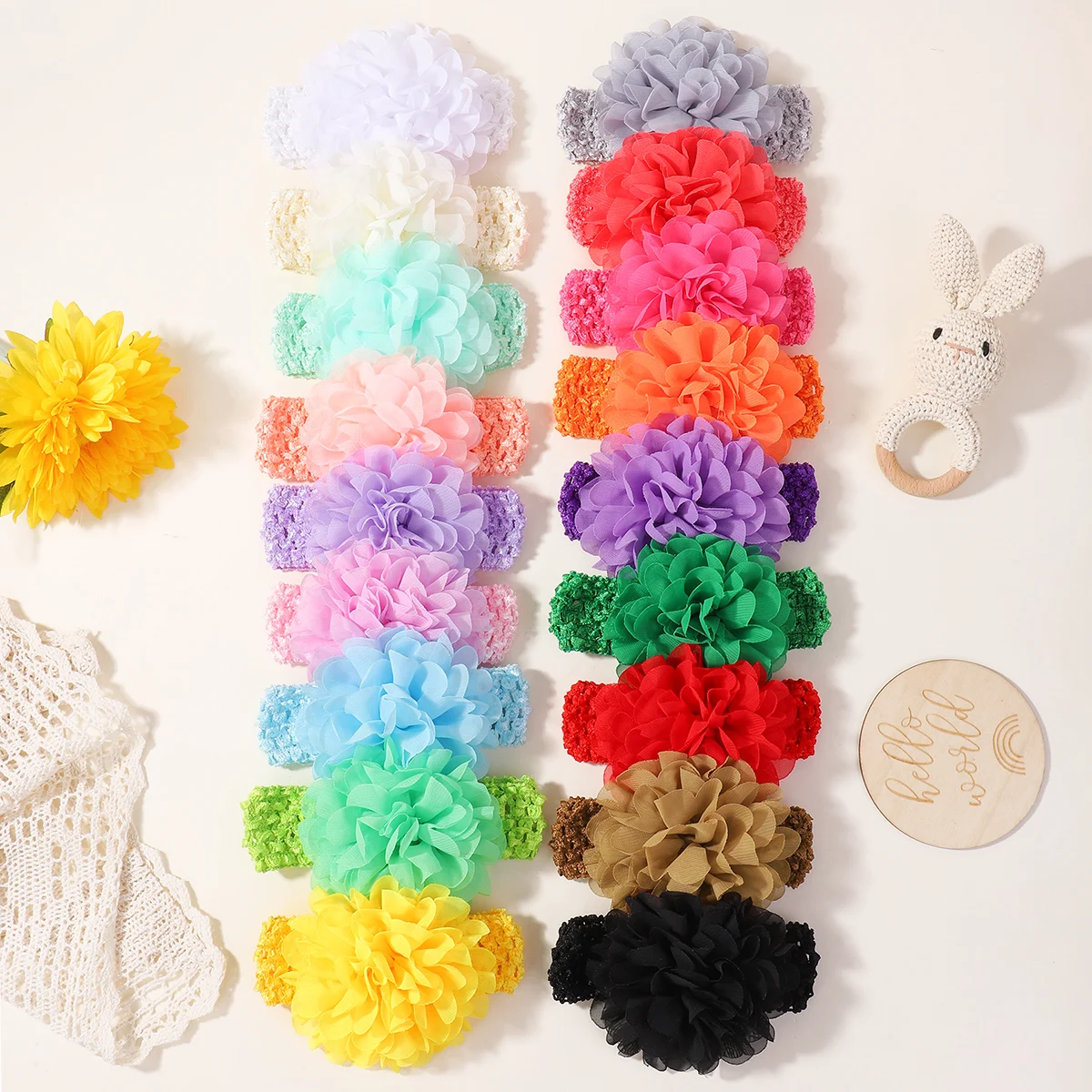 9 Teile/satz 0-3Y Stirnbänder Chiffon Blume Weiche Stretch Haarband Handgemacht für Baby Neugeborene Kopf Krawatte Kleinkinder Babe Haar Zubehör