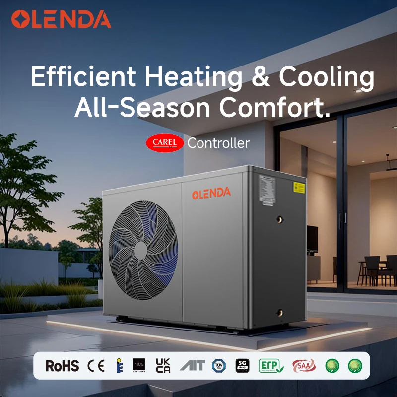 2025 New Arrival 9.5kW Metal Monoblock Air Source Heat Pump 220V DC Inverter for House Heating Cooling Hot Water for Hotels