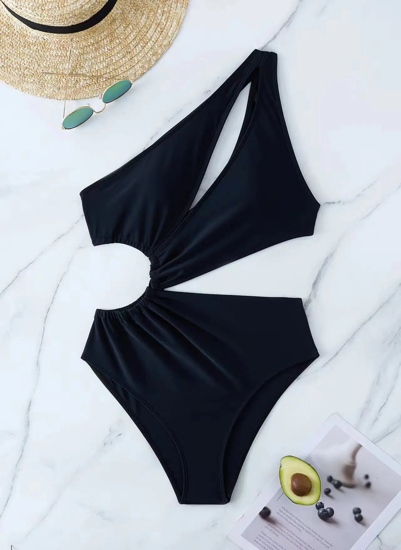 2024 Sexy One Piece Swimsuit One Shoulder Swimwear Women Monokini Cut Out Bodysuit Swim Female Bathing Suit Summer Beach Wear