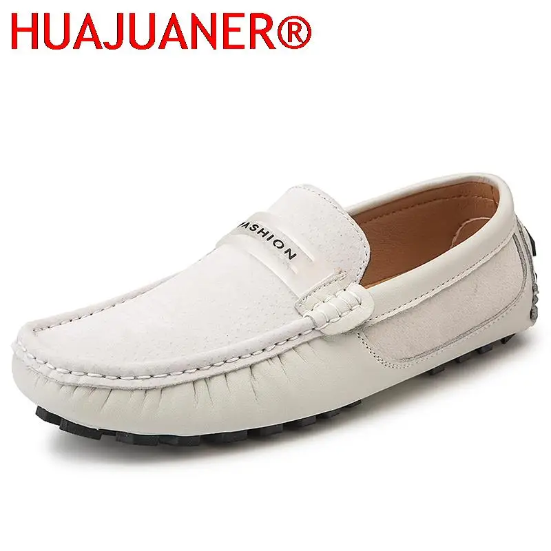 

Fashion White Loafers Men's Shoes Casual Leather Suede Shoes Men Moccasin Mens Sneakers Male Luxury Driving Flats Classic Style