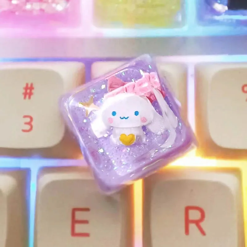 Kawaii Sanrio Cinnamoroll Kuromi Pochacco Anime Teclado mecánico personalizado Keycap delicado Festival de dibujos animados regalo de cumpleaños