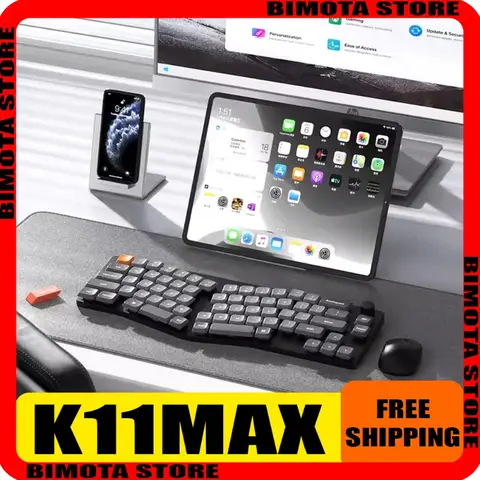 Keychron K11Max (mise en page Alice) clavier mécanique sans fil commutateur bas trois Modes clavier ergonomie rétro-éclairage rvb pour le bureau