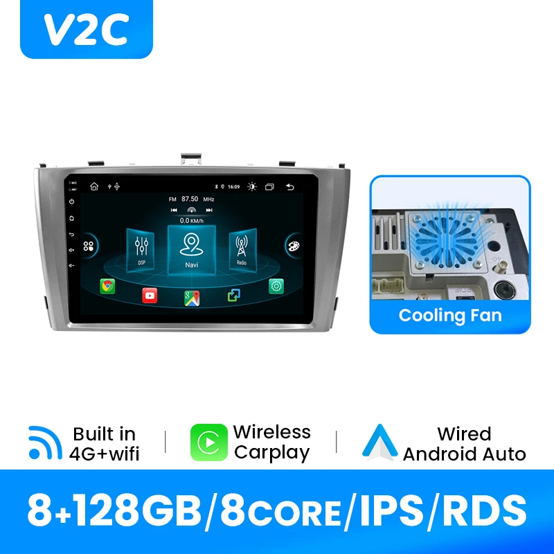 Android 14 Autoradio Speler Voor Toyota Avensis 2009-2015 GPS Draadloze Carplay Android Auto IPS Scherm Multimedia DSP 4G Wifi