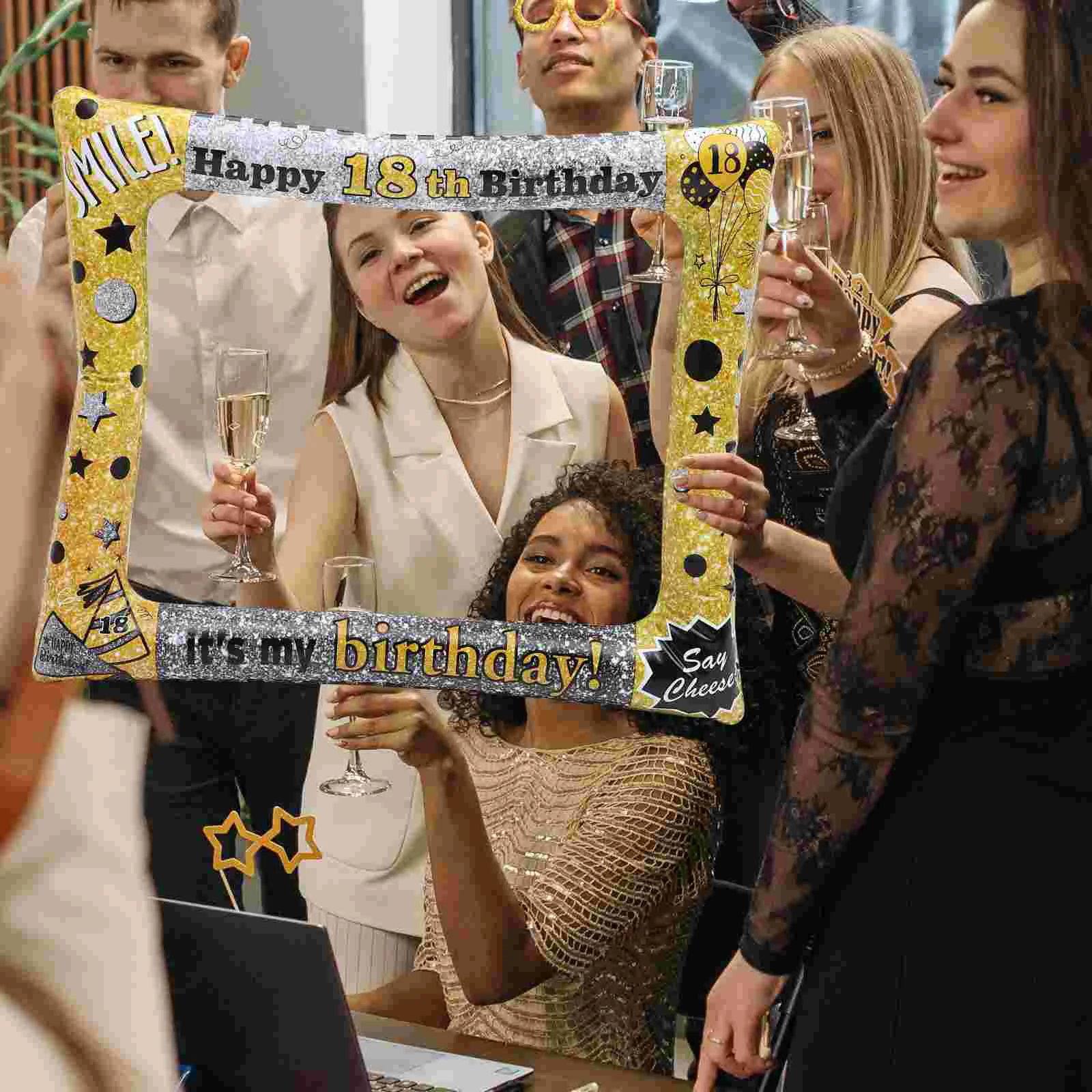 

Birthday Inflatable Photo Frame Selfie White Balloons PVC Party Favor Soft Props