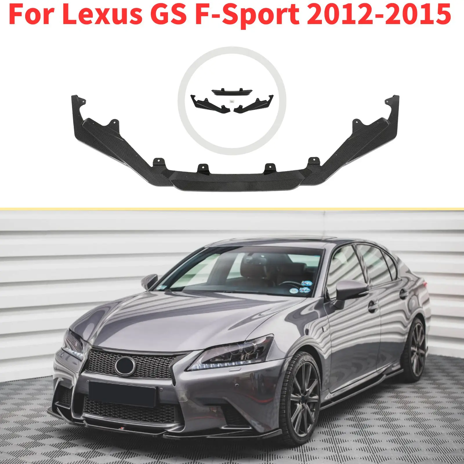 Voor Lexus GS F-Sport 2012-2015 Voorbumper Lip Mat Zwart Glanzend Zwart Koolstofvezel Geschilderd Auto accessoires Body Kit Plastic