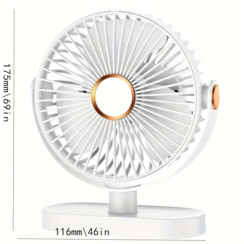 1pc 1500mAh Rechargeable Battery Powered Quiet Table Fan - 5-Speed Portable Desktop Fan with Button Control for Indoor and Outdo
