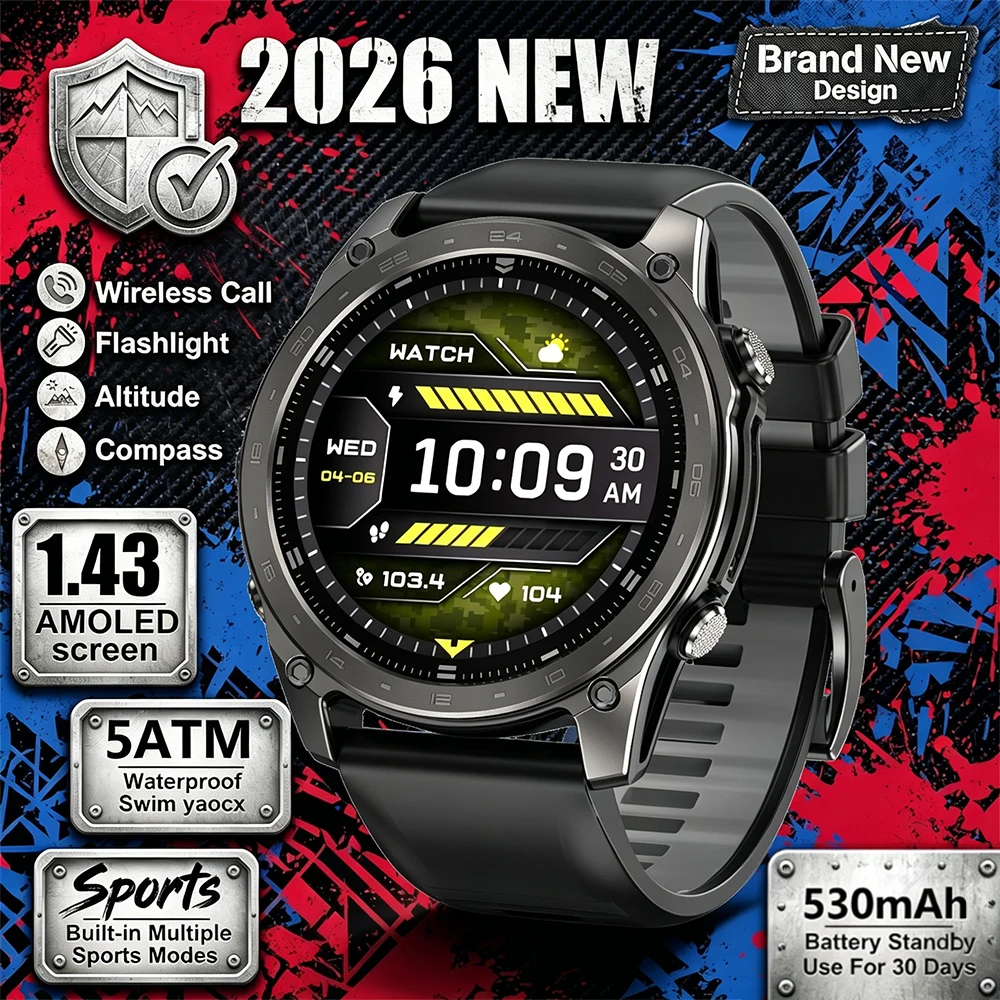 Men's Smart Watch with 1.43-inch Display, Waterproof