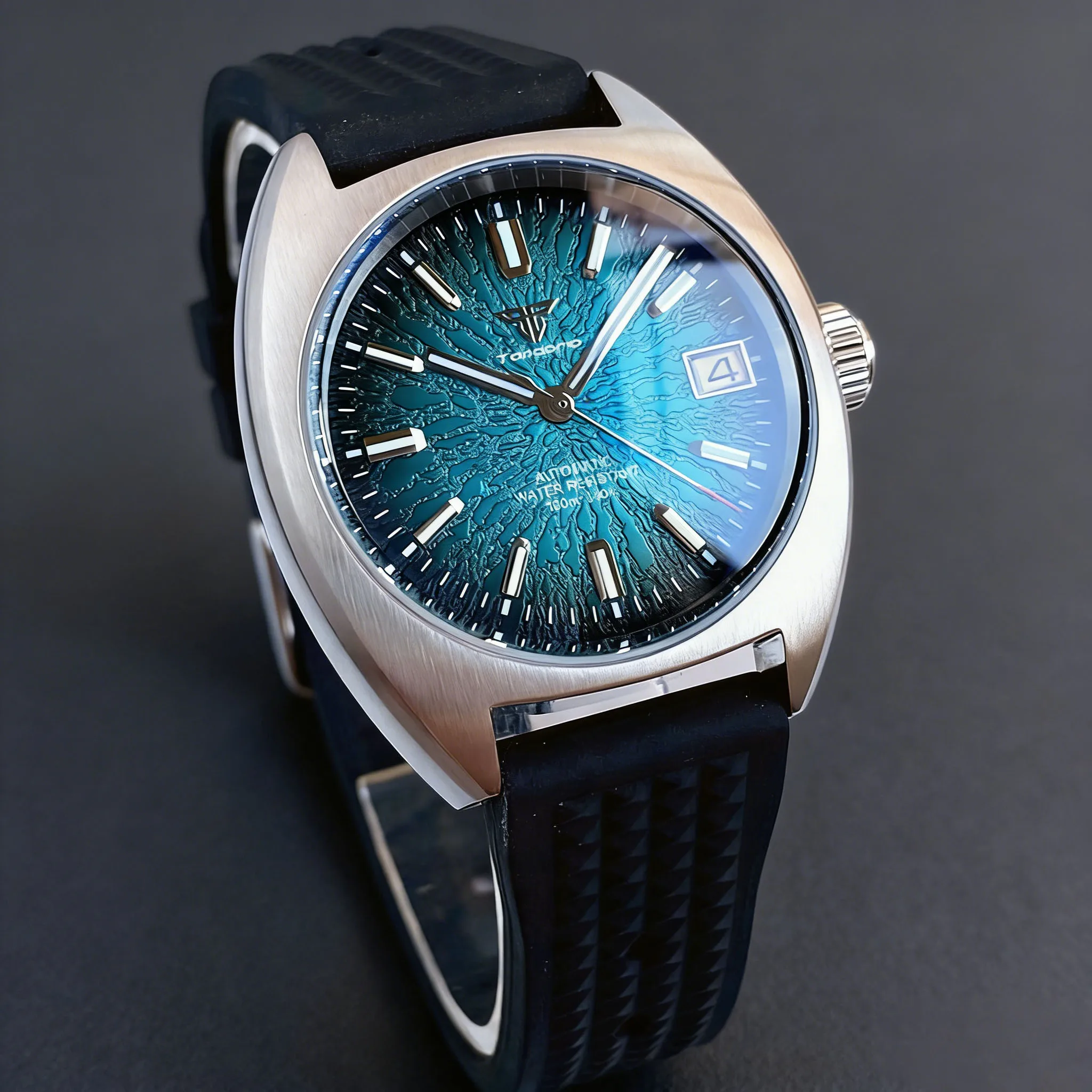 

Blue Texture Tandorio 36mm Military Double Domed Sapphire Glass 20ATM Green Luminous NH35 Automatic Movement Men Watch Date