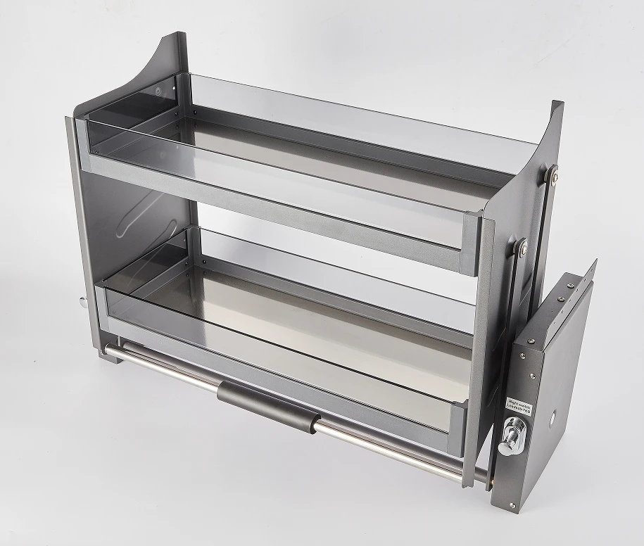 زجاج مصعد رفع الغذاء المنظم سحب أسفل الرف العلوي المطبخ جدار خزانة تخزين شماعات مصعد رفع سلة خزائن #2