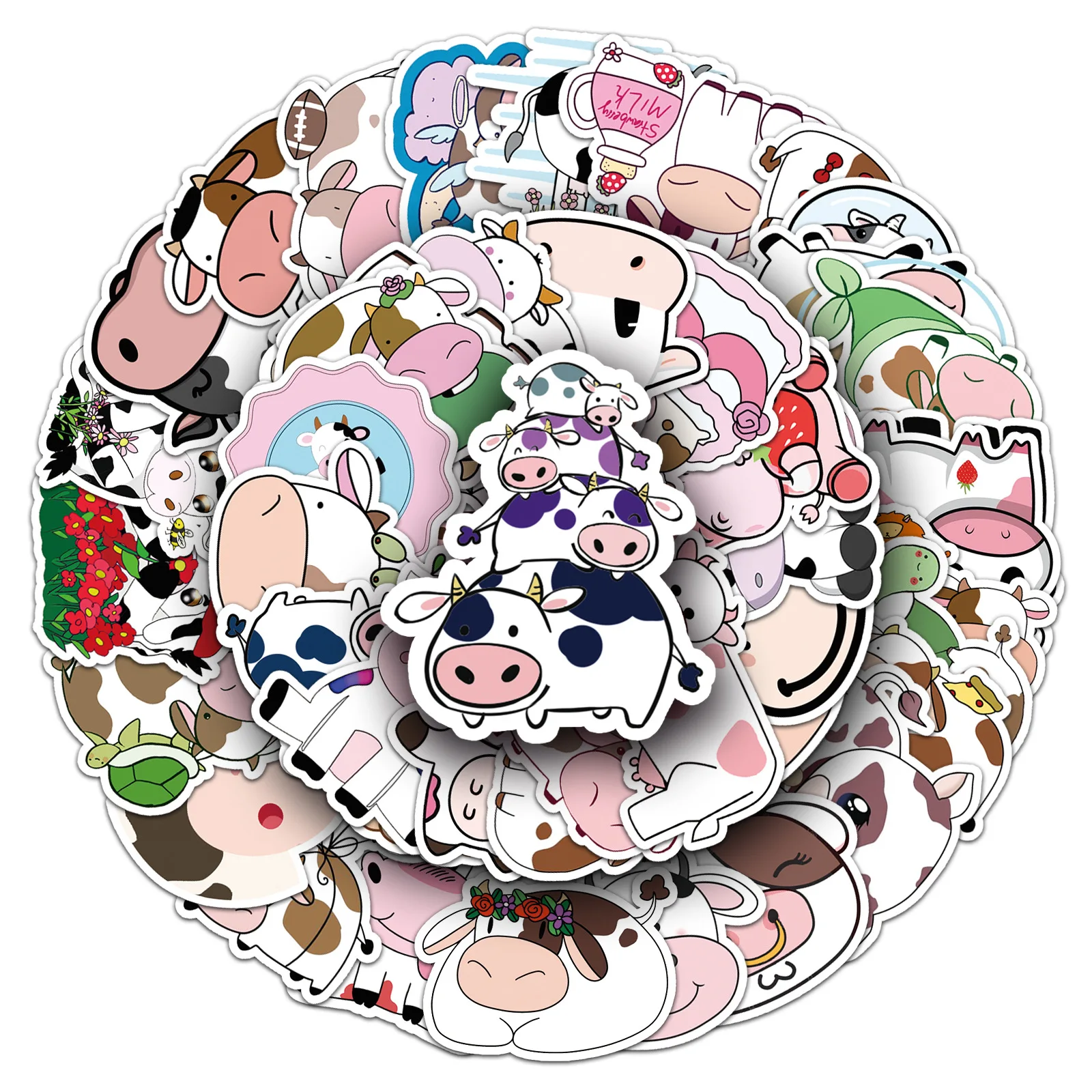 10/30/50 Ins Style Cute Cow Cartoon Graffiti Decoration DIY Scooter Notebook Refrigerator Bike Guitar Luggage Stickers Toy Gifts