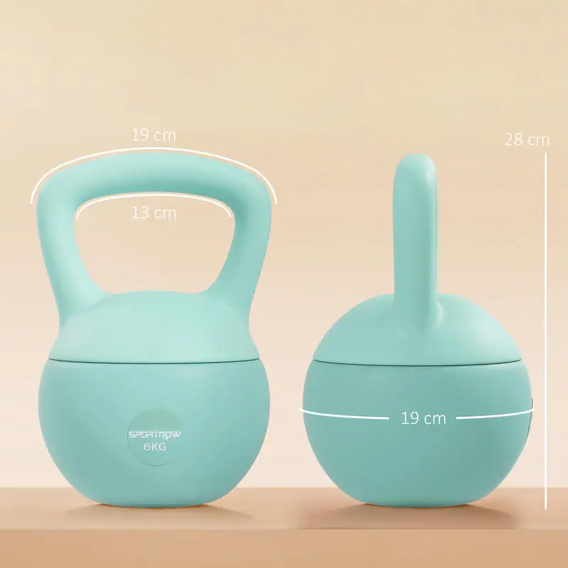 Support pour kettlebell 6 kg avec poignée antidérapante pour fitness musculation cardio, 19 x 19 x 28 cm vert