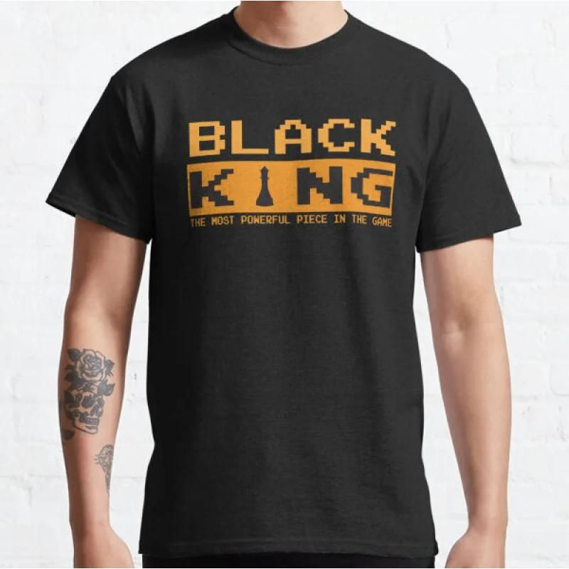 

Black King Chess Funny Chess Player Gift T shirt for man 100% cotton Large size Tops Game Graphic Print Clothes S-6XL