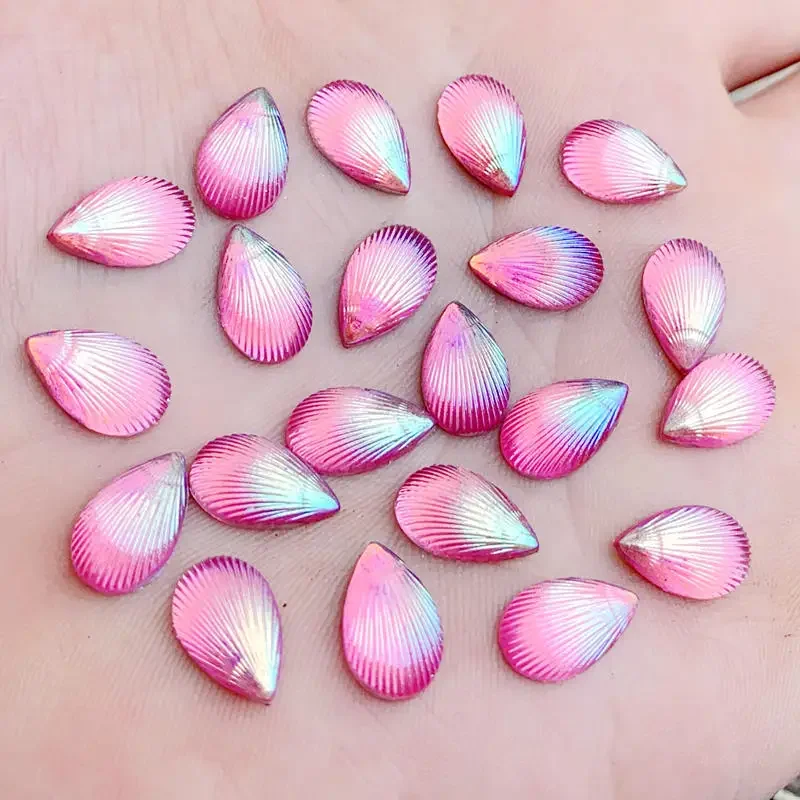 8*12mm Shell Tear drop shape AB Color Stick On rhinestone buttons Shiny Drop Resin rhinestone Crystals Stones Strass DIY 80pcs