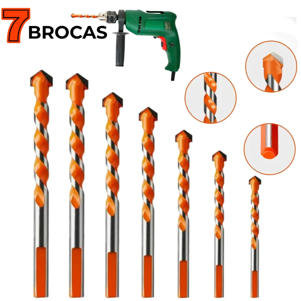 7 Professional Hard Metal Drill Bits For Precisely Drill Drill in Concrete Wood Steel and Masonry For Works and Marcene