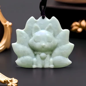 Natural Real Jade Nine Tailed Fox Pendant Necklace Luxury Carved Jewelry Gift Gifts for Women Men Talismans Accessories Chinese