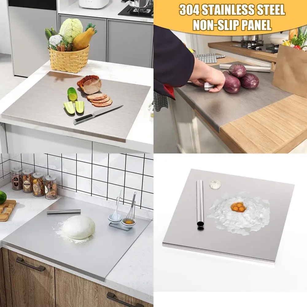 

Большая разделочная доска из нержавеющей стали с губкой, идеально подходит для кухни, мяса, овощей, фруктов, сыра, хлеба, 35,4 л x 19,7 Вт